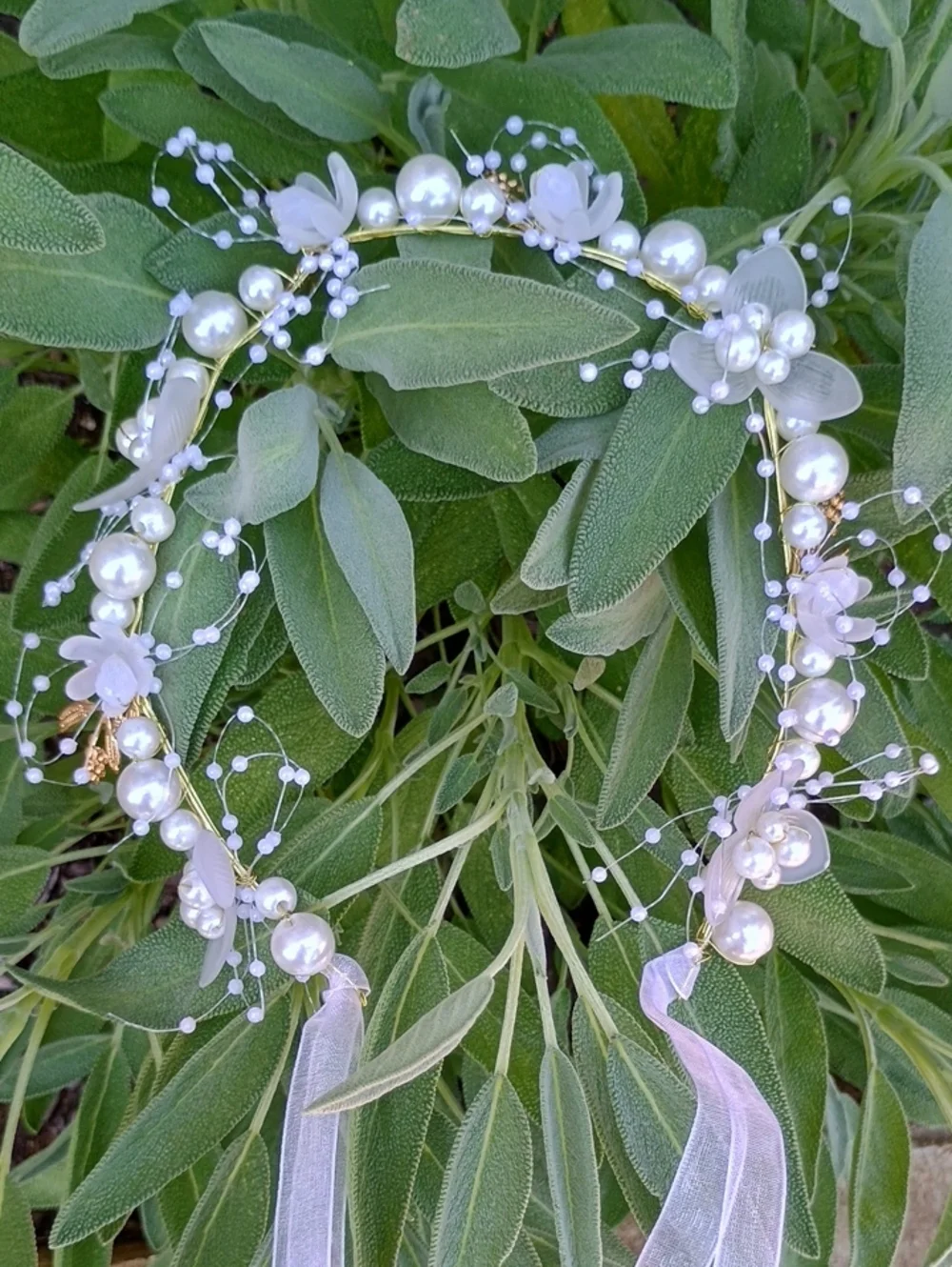 Pearl Floral Ribbon Forest Fairy Fairycore Fantasy Headpiece